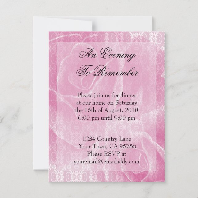 Invitation Rose Dîner de dentelle âgée (Devant)