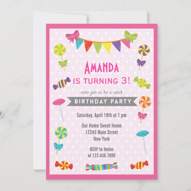 Invitation Rose d'invitation d'anniversaire de terre de (Devant)