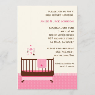 Invitation Rose d'invitation de baby shower de berceuse