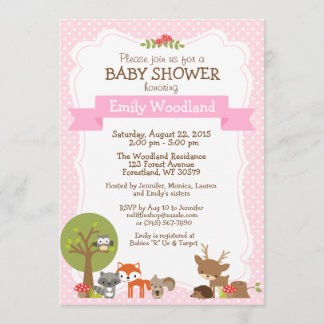 Invitation Rose d'invitation de baby shower de forêt de