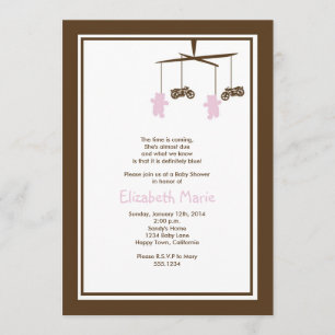 Invitation ROSE d'invitation de baby shower de moto