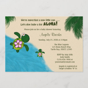 Invitation ROSE d'invitation de baby shower de TORTUE de mer