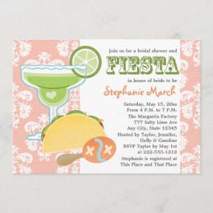 Invitation Rose d'invitations de Fête de la mariée de fiesta