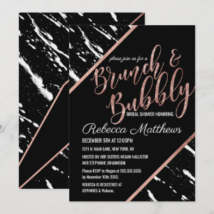 Invitation Rose d'or en marbre blanc noir moderne