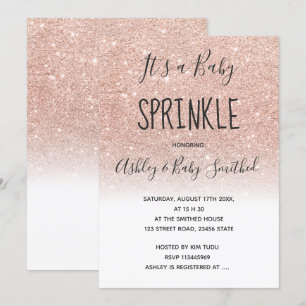 Invitation Rose d'or faux parties scintillant blanc sombre bé