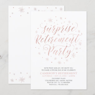 Invitation Rose Doré Parti de retraite surprise moderne