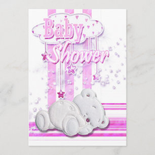 Invitation Rose d'ours de nounours de douche de bébé