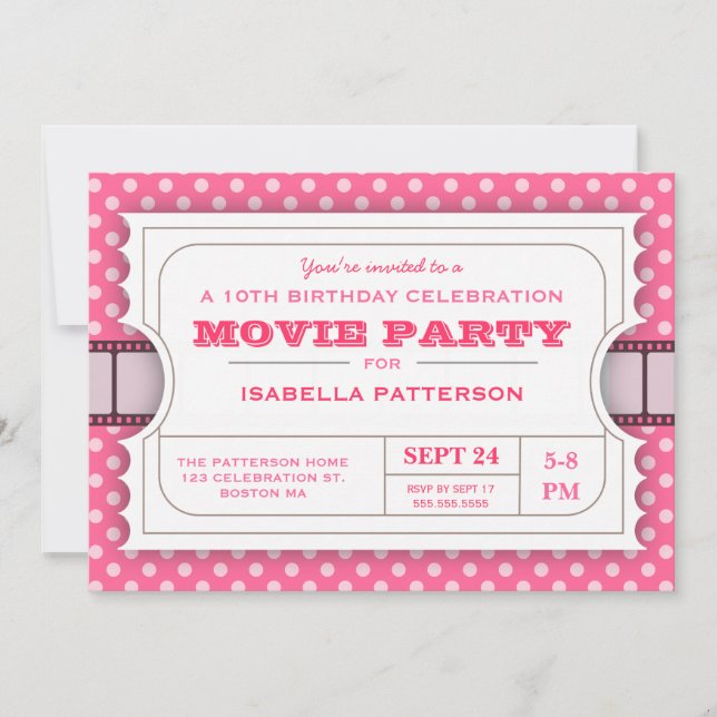Invitation Rose du billet | d'admission de fête (Devant)