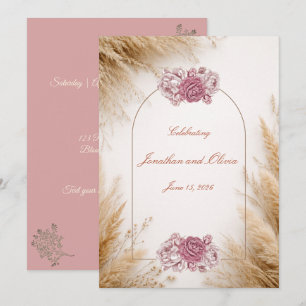 Invitation Rose du désert Mariage Luxe