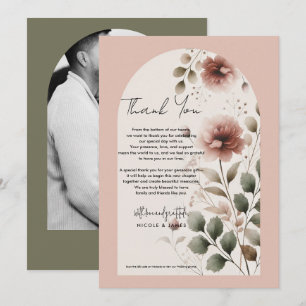 Invitation Rose du désert rose et vert Floral Merci vert