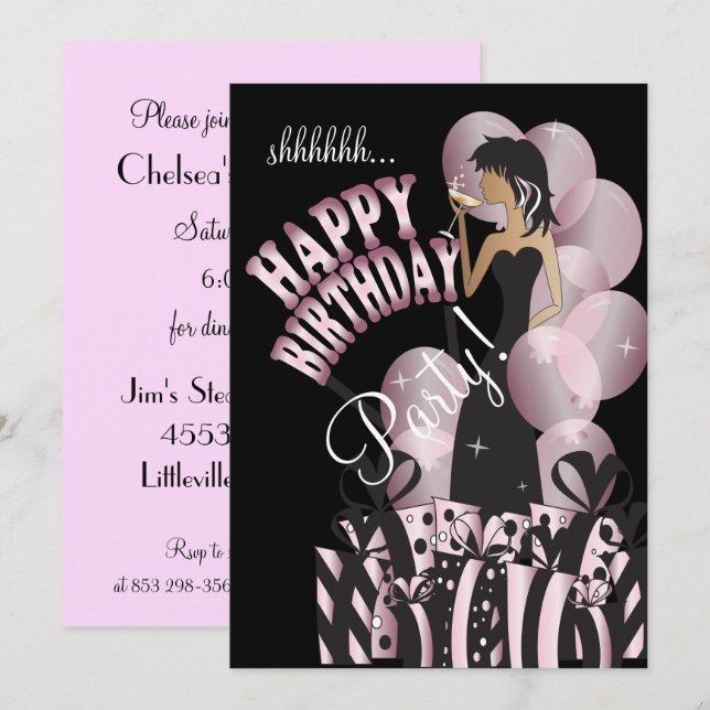 Invitation Rose du nom | de la fille | do-it-yourself de diva (Devant / Derrière)