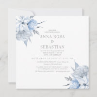 *~* Rose Dusty Blue Floral AR15 MARIAGE RSVP + Ent