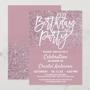 Invitation Rose Dusty Gold Pink Parties scintillant Ombre Ann