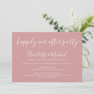 Invitation Rose Dusty Heureux Jamais après Mariage de fête