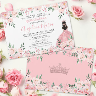 Invitation Rose Égayant Fleurs Quinceanera
