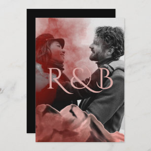 Invitation Rose élégant Gold Mountains superposer Mariage pho