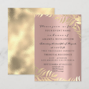Invitation Rose élégante de jungle dorée Mariage Anniversaire