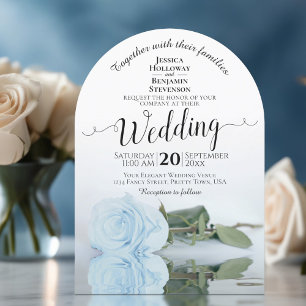 Invitation Rose en arc bleu pâle en miroir Mariage élégant