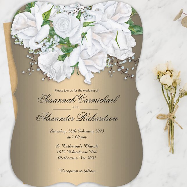 Invitation Rose en cascade Elegant Mariage or (Créateur téléchargé)