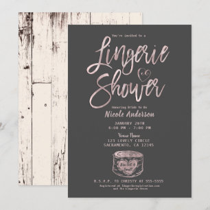 Invitation Rose en verre rustique or rose gris Lingerie Douch