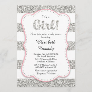 Invitation Rose et baby shower Invitatio de fille de parties