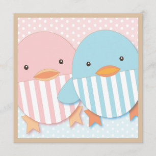 Invitation Rose et baby shower jumeau mignon bleu de garçon