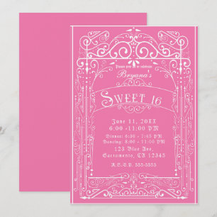 Invitation Rose et Blanc Décoration Vintage Victorienne Douce