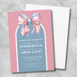 Invitation Rose et Bleu Élégant Révélation du Sexe