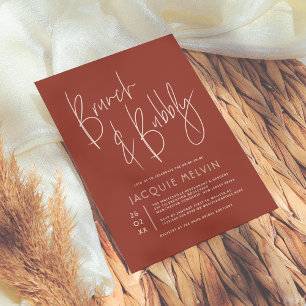 Invitation Rose et Bohème Rustique Brunch et Bulles Baby Show