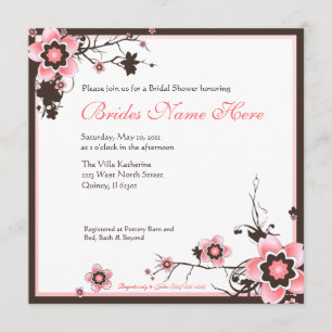 Invitation rose et Brown de douche de fleurs de