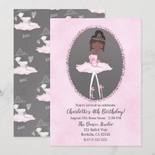 Invitation Rose et gris couture soirée d'anniversaire balleri