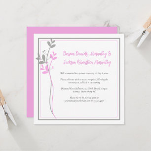 Invitation Rose et gris Moderne Botanique Réception uniquemen