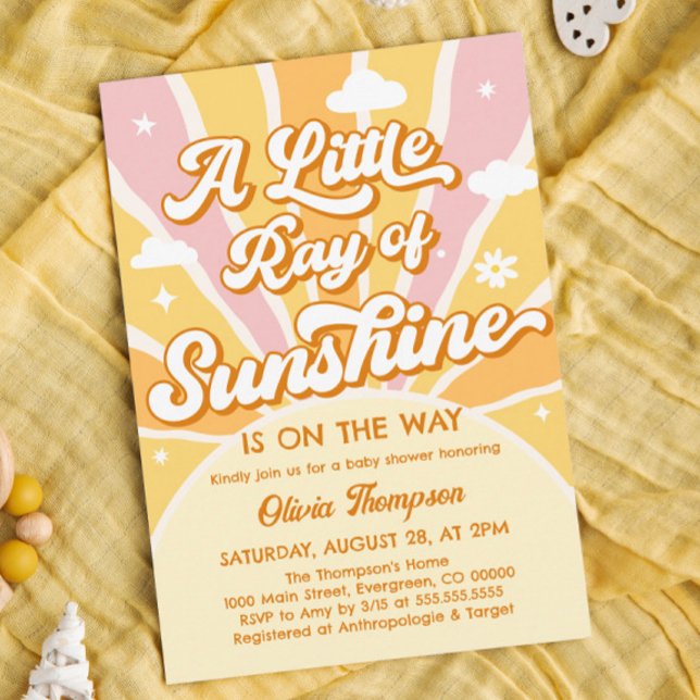 Invitation Rose et Jaune Vous êtes mon Baby shower Sunshine (Créateur téléchargé)