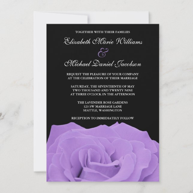Invitation Rose et Mariage noir (Devant)