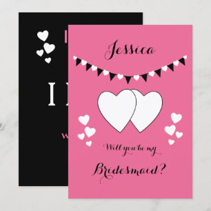 Invitation Rose et noir avec des coeurs qui fendent Bridesmai