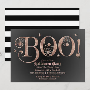 Invitation Rose et noir BOO Élégant Costume de fête d'Hallowe