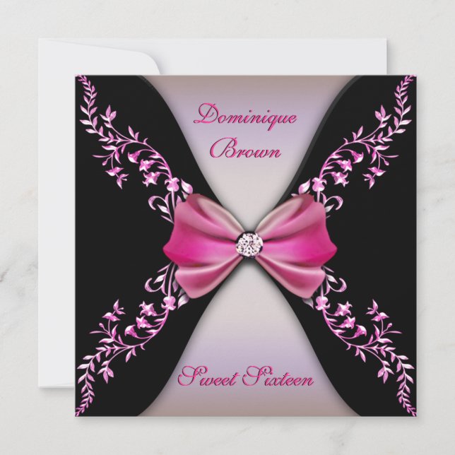 Invitation rose et noir élégant avec l'arc de (Devant)