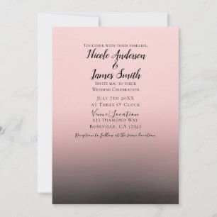 Invitation Rose et noir Ombre moderne Mariage chic
