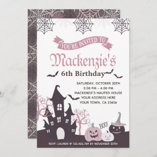 Invitation rose et noire de Halloween