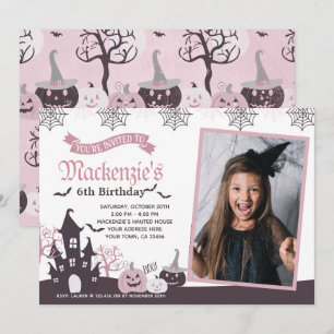 Invitation rose et noire de Halloween avec la