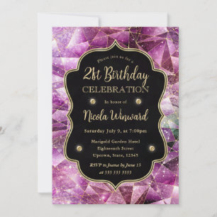 Invitation Rose et Or Minuit Cristal Galaxie 21e Anniversaire