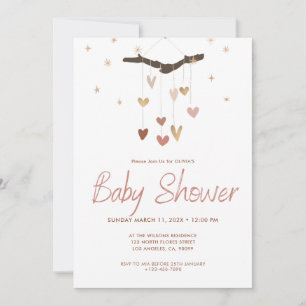 Invitation Rose et or Moderne Simple Cute Boho Baby shower