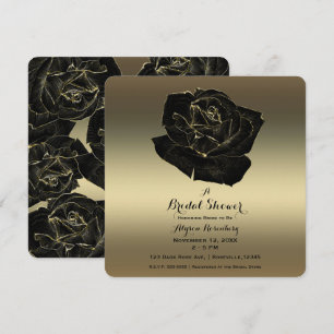 Invitation Rose et Or Noir Élégant Baby Shower pour Fille
