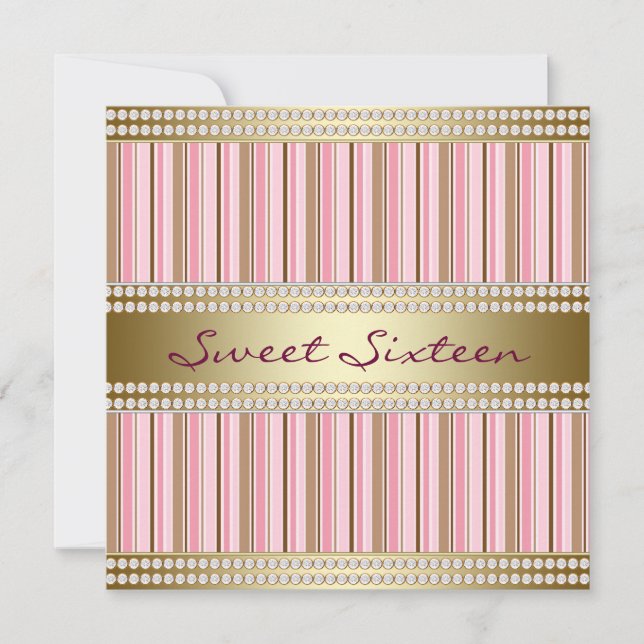 Invitation Rose et or Sweet 16 Partie (Devant)
