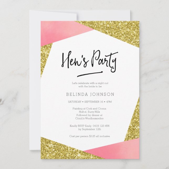 Invitation Rose et parties scintillantes de l'invitation | de (Devant)
