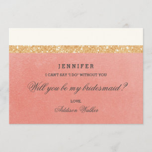 Invitation Rose et parties scintillantes d'or   vous serez ma