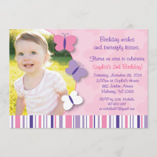 Invitation rose et pourpre d'anniversaire de photo