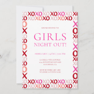 Invitation Rose et Rouge XOXO Soirée entre filles Galentine's