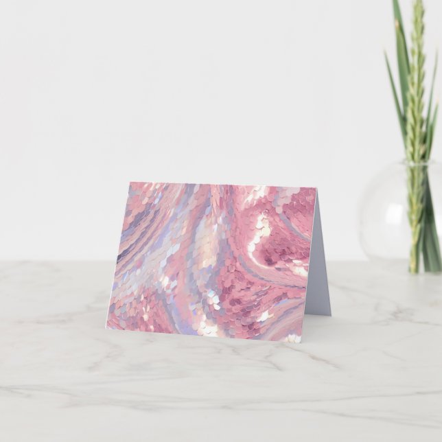 Invitation Rose et sequin iridescent violet (Devant)