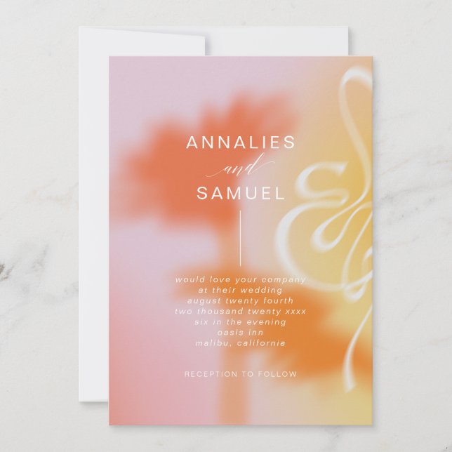 Invitation Rose Été Moderne Mariage élégant Invitati (Devant)